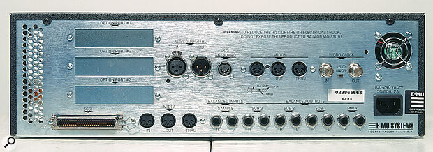 Emu E4XT Ultra rear panel connections. Emu E4XT Ultra rear panel connections.