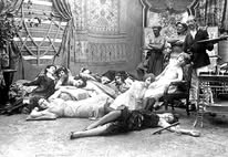 'Opium Party. A photo from "Dandy-Pacha" movie by Georges Rémond, France 1920'
