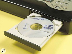 The CDX1 not only uses its CD‑RW drive for recording and playing back multitrack audio. It also uses it to import audio from CDs and CD‑ROMs, as well as for mastering finished tracks to CD‑R. The CDX1 not only uses its CD‑RW drive for recording and playing back multitrack audio. It also uses it to import audio from CDs and CD‑ROMs, as well as for mastering finished tracks to CD‑R.