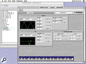 The Filter page in A5000 Editor's Sample window. Here it's possible to edit the chosen sample's filter and EQ parameters; other pages in the Sample window let you edit its keygroup and output routing, envelope generators, LFO and MIDI controller assignment. A similar editor for the A4000 is included on the free CD‑ROM. The Filter page in A5000 Editor's Sample window. Here it's possible to edit the chosen sample's filter and EQ parameters; other pages in the Sample window let you edit its keygroup and output routing, envelope generators, LFO and MIDI controller assignment. A similar editor for the A4000 is included on the free CD‑ROM.